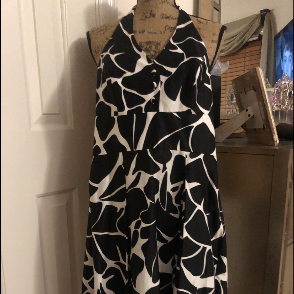 Black and white halter dress